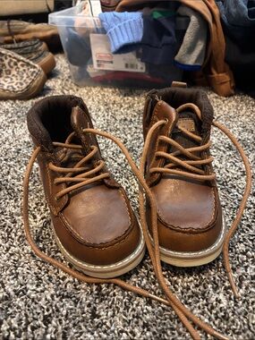 London Fog Kids Tan/Brown Lace-Up Faux-Leather Boots
